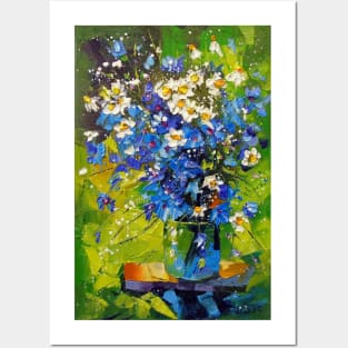 A bouquet of meadow blue flowers Posters and Art